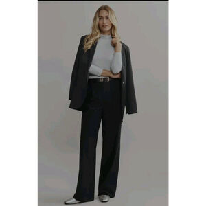 Rhone Commuters Pleated High Rise 4 Way Stretch Black Trouser Pants Women 14 NWT